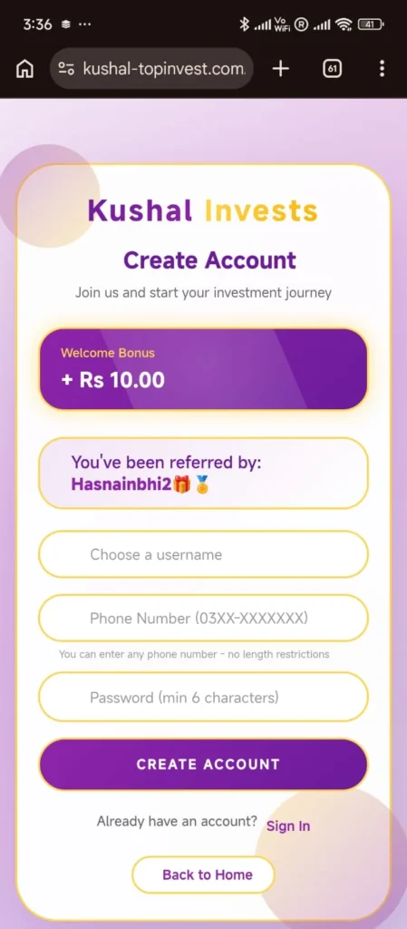 Kushal Invest Register